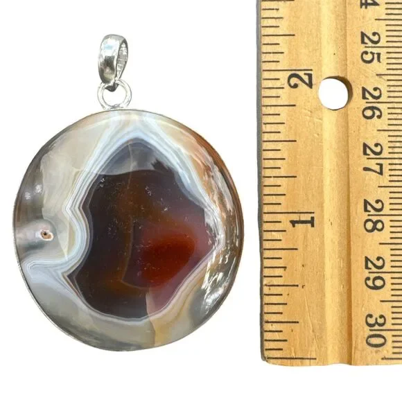 Botswana Agate Solid 925 Sterling Silver Pendant - Picture 2 of 4